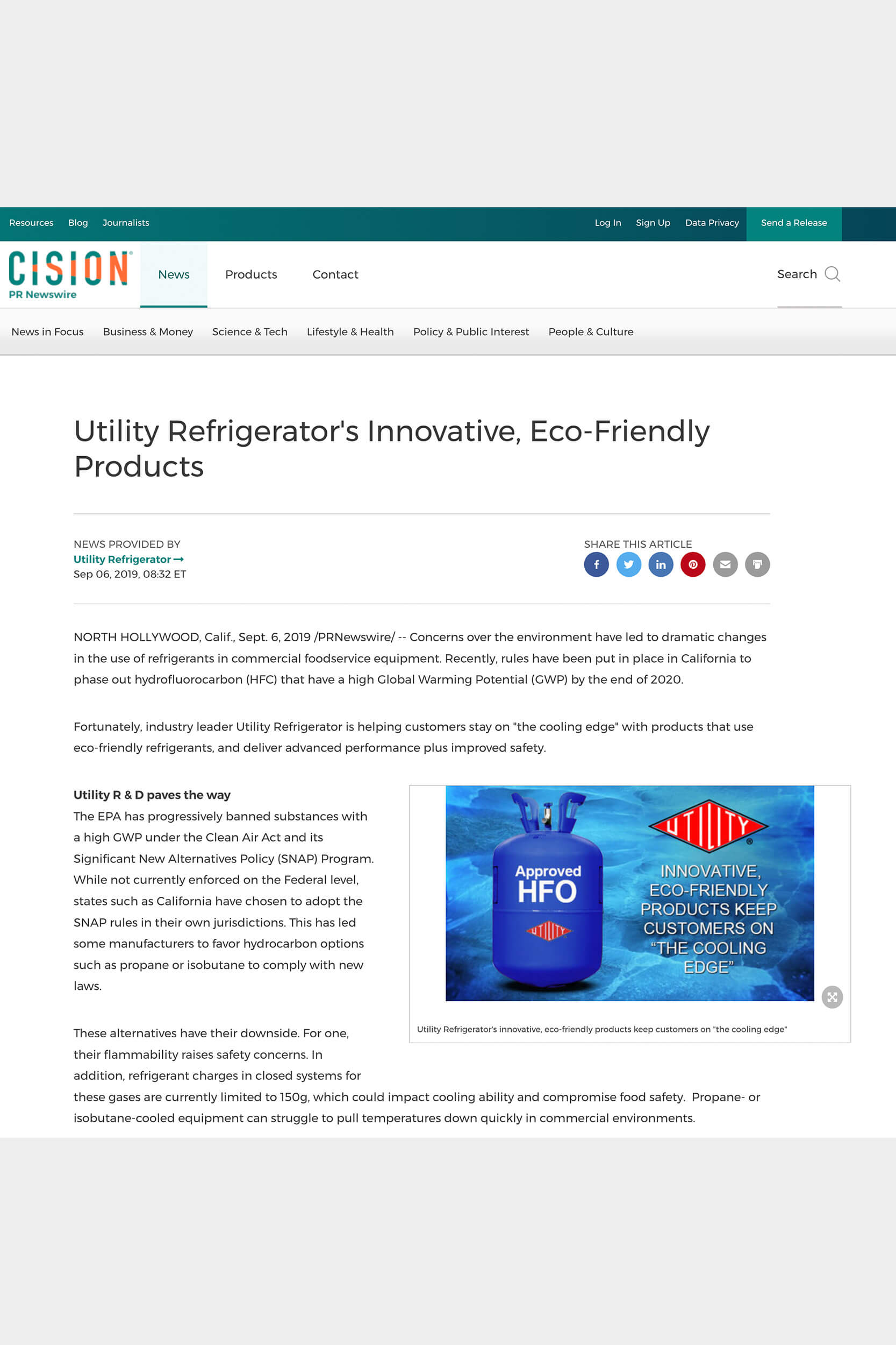 Utilty Refrigerator new eco-friendly refrigerants